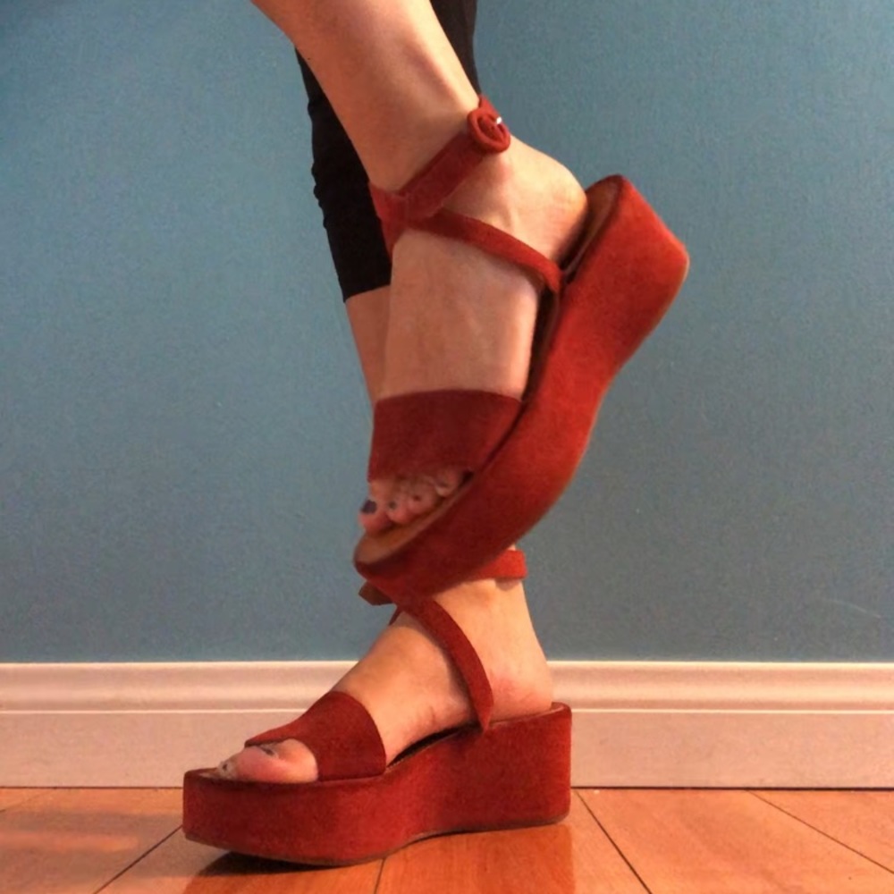 Burnt Orange platform suede sandals